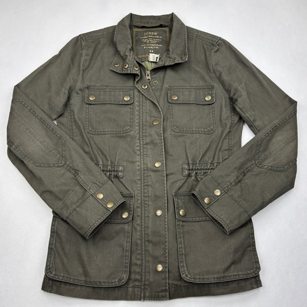 JCrew Jacket Womens Small Green Cotton Relaxed Boyfriend Field Military Utility